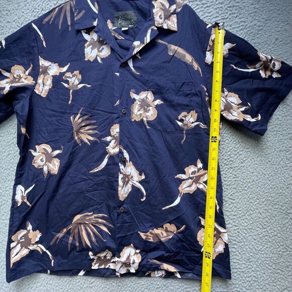 Haruki Hawaiian Shirt Mens Large Aloha Blue Floral Button Up Short Sleeve - Picture 3 of 11
